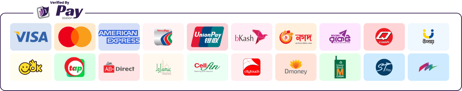 Accepted Payment Methods - bKash, Nagad, Rocket, Visa, Mastercard, and more